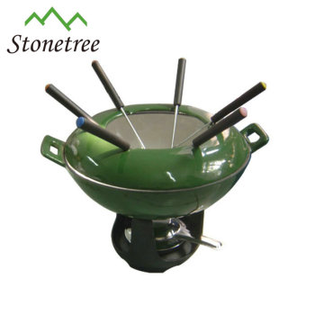 Mini Enamel Cast Iron Chocolate Fondue Set